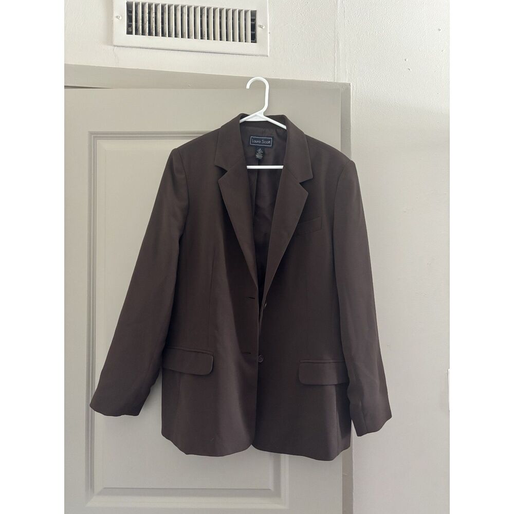 Vintage Laura Scott Brown Single Breasted Blazer Size 18